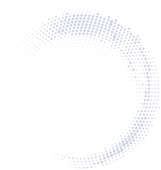 Circular blue halftone dot graphic design element