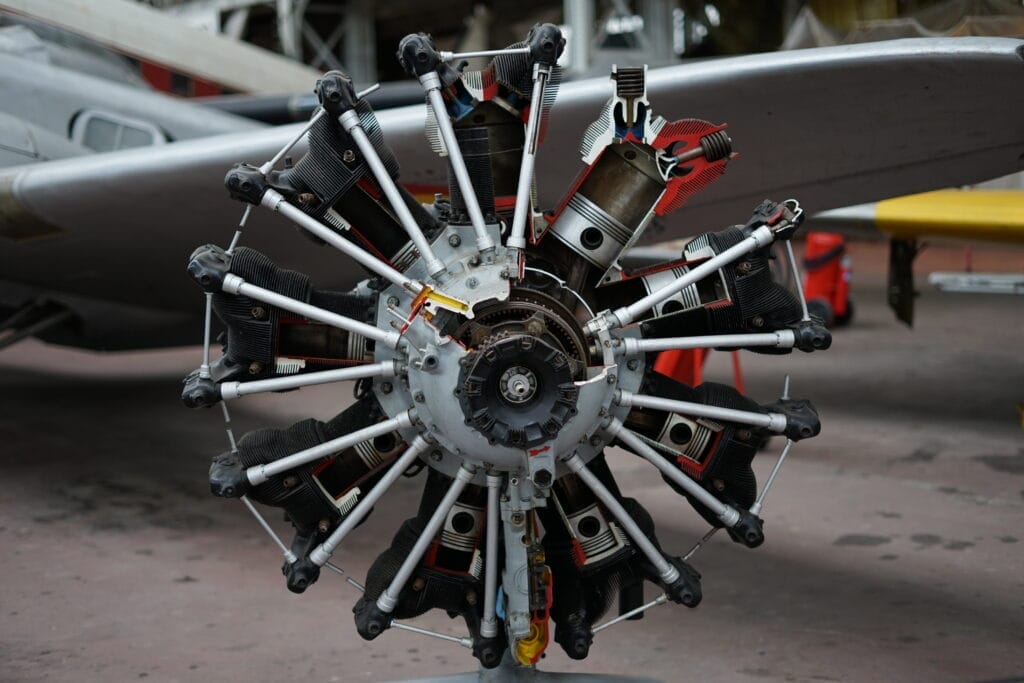 Rotable aircraft engine components undergoing inspection, highlighting strategic parts management practices for maximizing longevity and minimizing aircraft downtime.